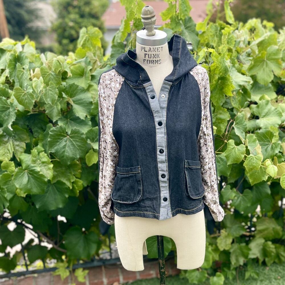 Soolinen Linen Womens Boho Floral Snap Up Lightweight Jacket Large Long Sleeve
